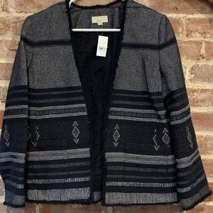 Ann Taylor patterned navy blazer
